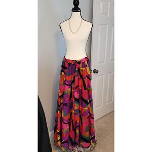 New Live 4 Truth Beautiful Tropical Flowy Multicolored Full Maxi Skirt M Vaca
